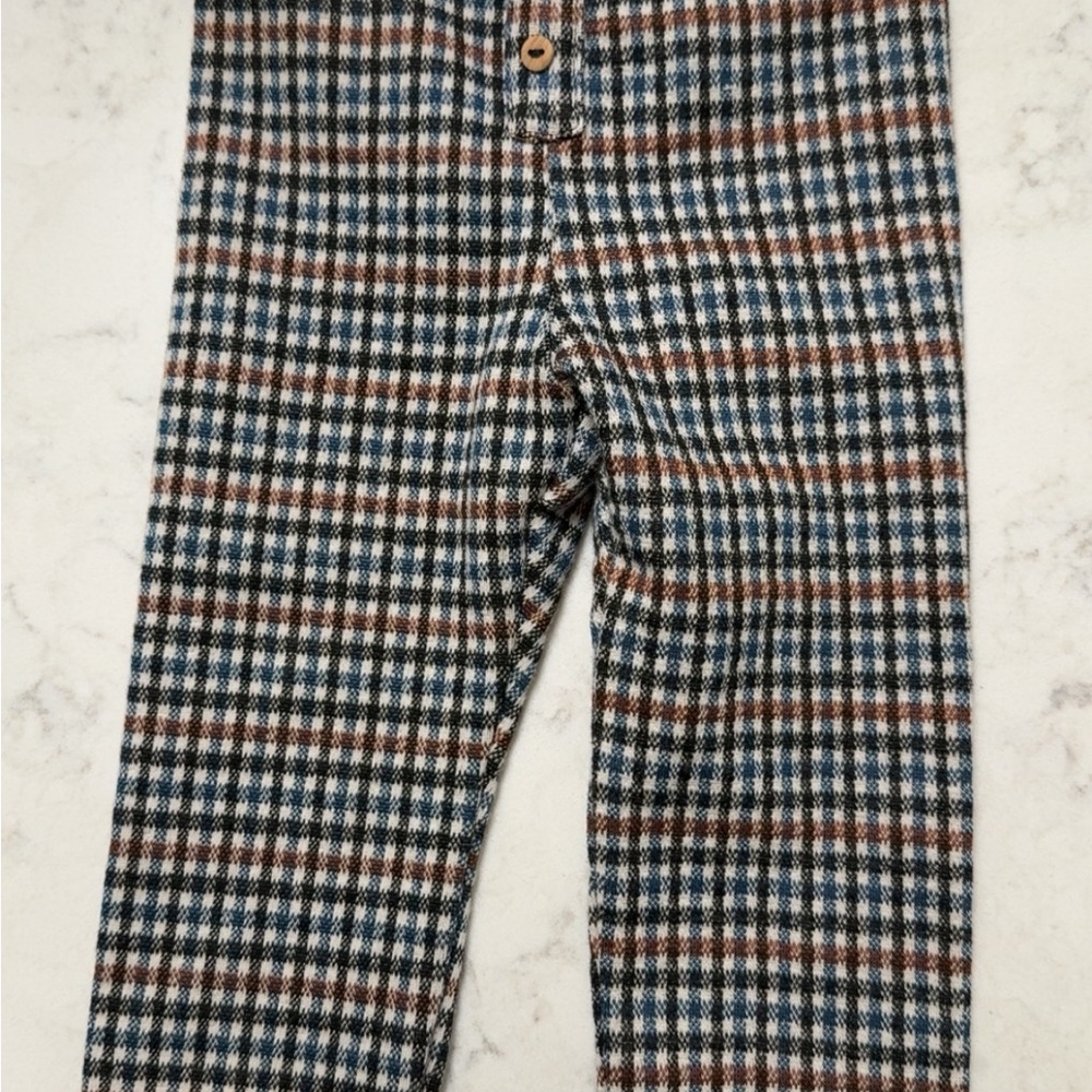 Zara Kids Plaid Leggings - Blue, Brown, White